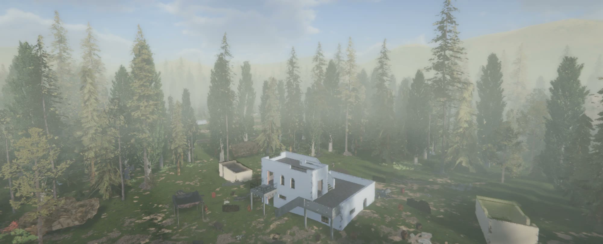 A compound in the trees, from the air